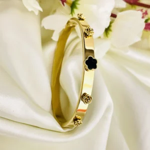 Gold Flower Bangle Bracelet