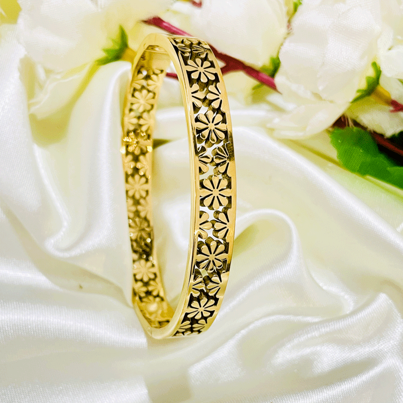 Floral Grill Bangle Bracelet