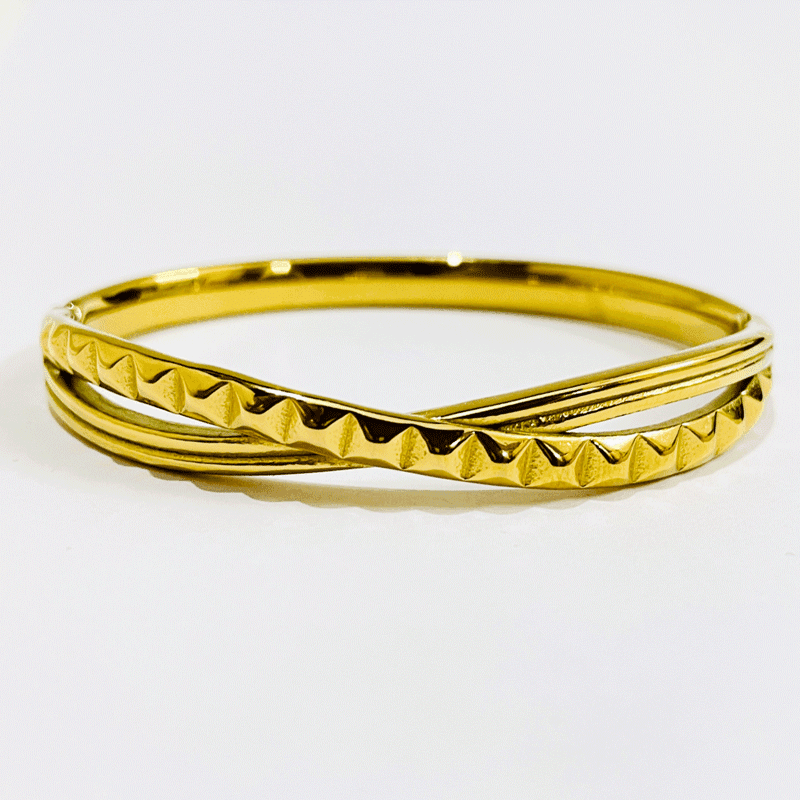 Parallel Cube CrossOver Bangle Bracelet - Image 2