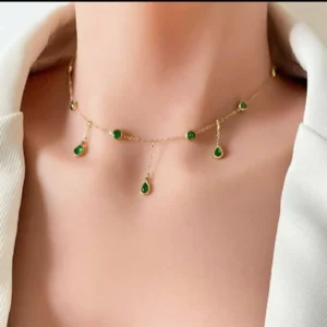 Green Droplets Necklace