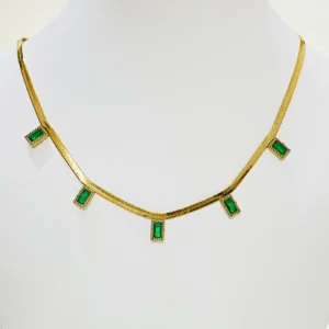 Green Emerald Stone Charms Necklace