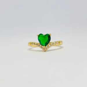 Green Heart Solitaire Ring