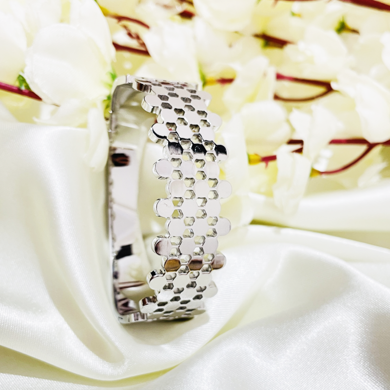 Honey Comb Silver Bracelet