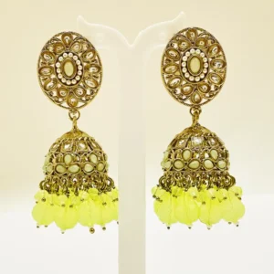 Kundan Jhumka-Neon Green
