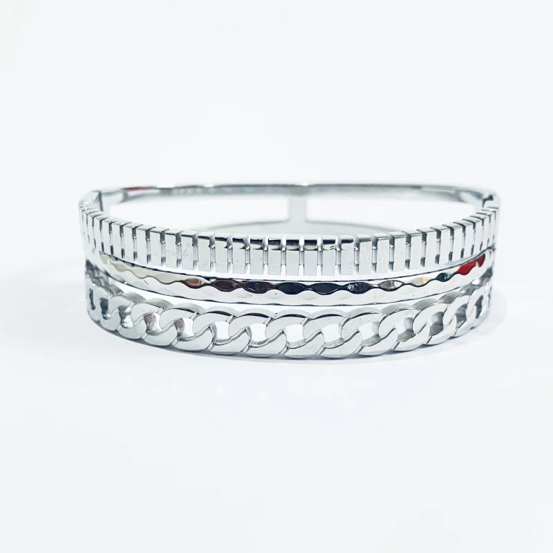 Linked Track Silver Bracelet - Image 3