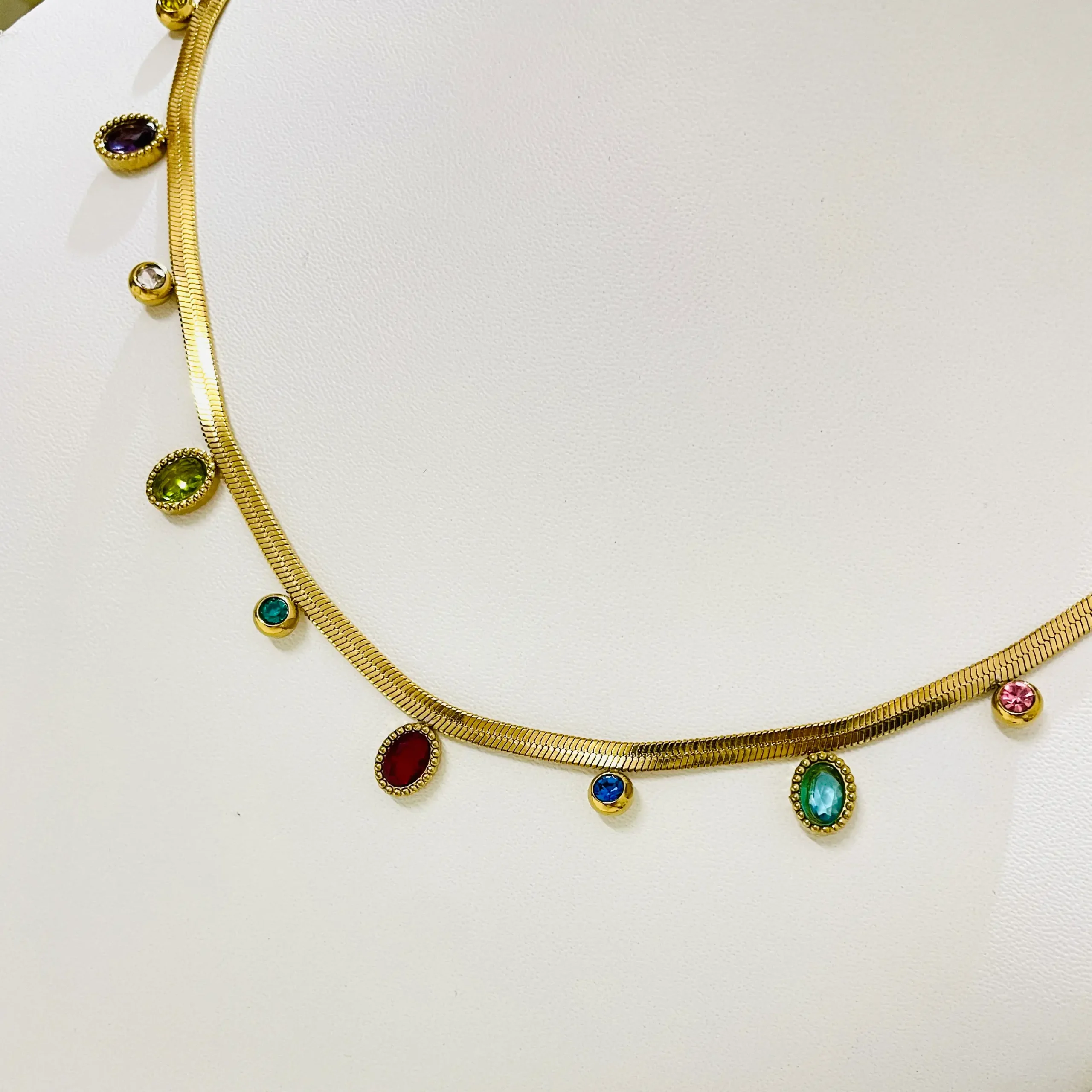 Multi Color Oval Charms Necklace - Image 2