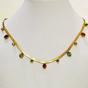 Multi Color Oval Charms Necklace