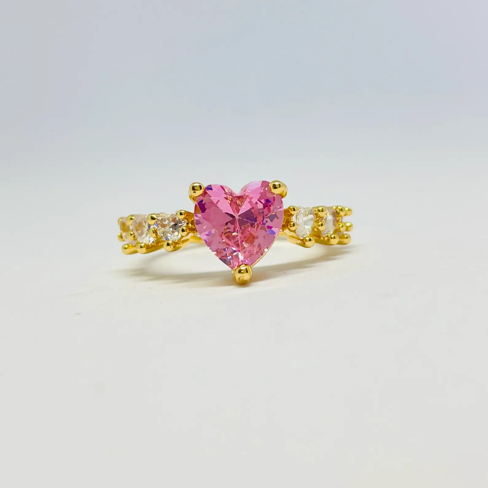 Blush Pink Heart Solitaire Ring - Image 2