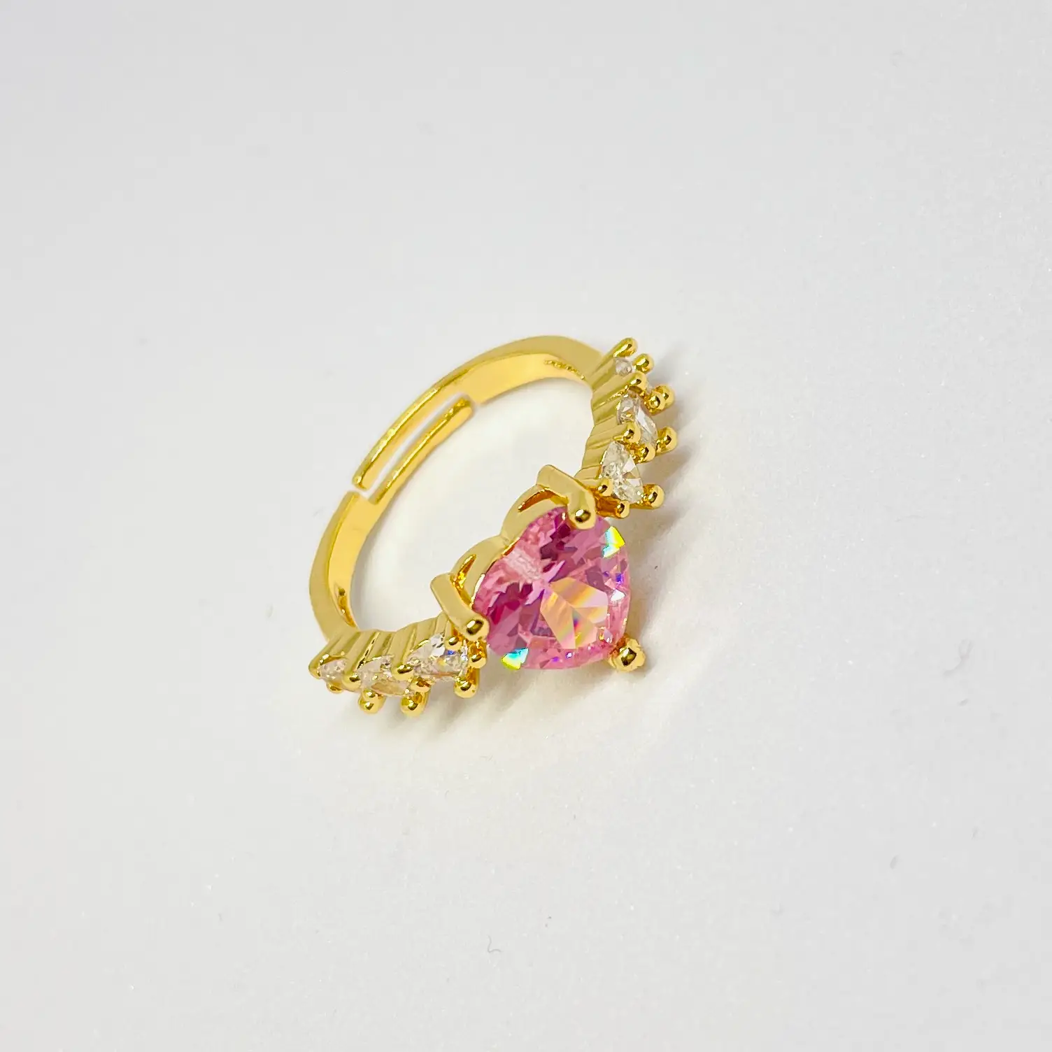 Blush Pink Heart Solitaire Ring - Image 3