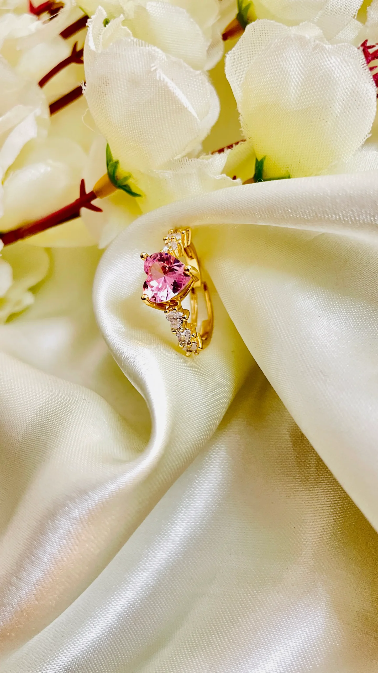 Blush Pink Heart Solitaire Ring