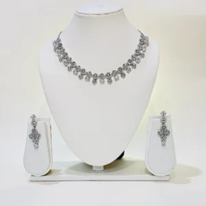 Silver American Diamond Necklace Set