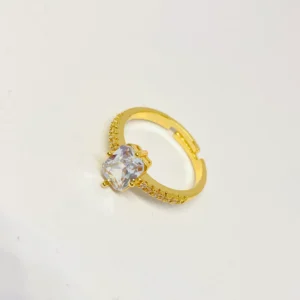 White Block Solitaire Ring