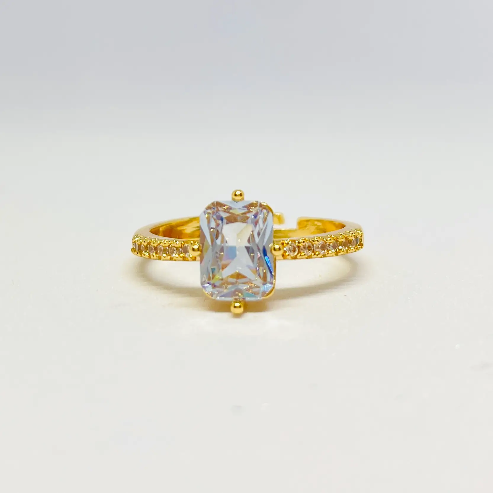 White Block Solitaire Ring - Image 2
