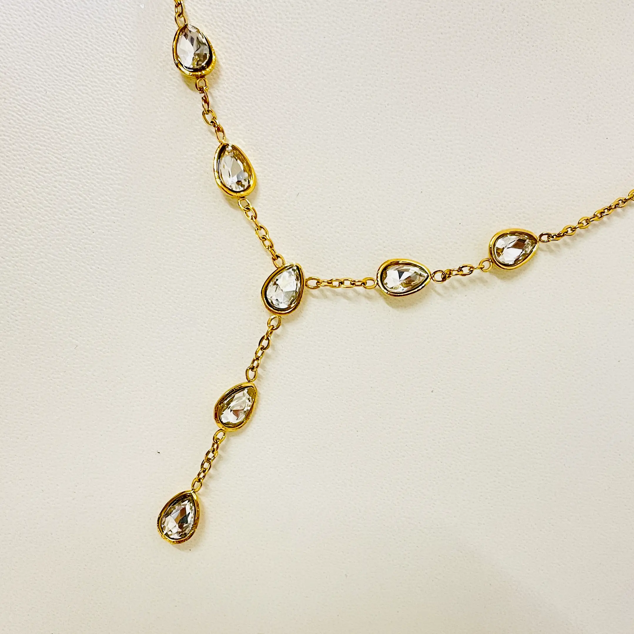 White Drops Hanging Necklace - Image 2