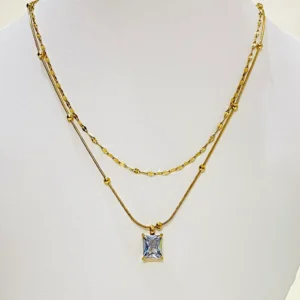 White Stone Double Layer Necklace