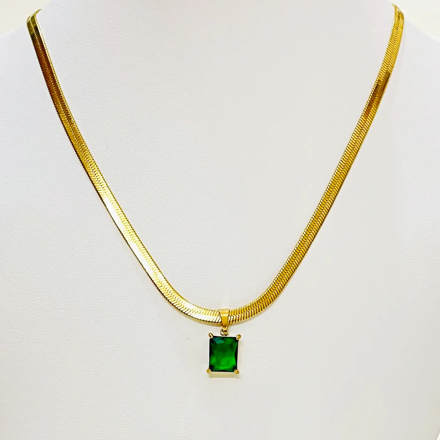 Emerald Green Diamond Cut Necklace