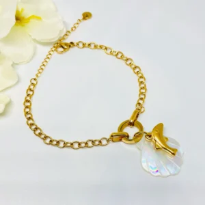 Dolphin Shell Charms Chain Bracelet