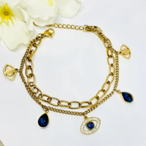 Evil Eye Double layer Chain Bracelet