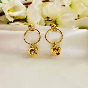 Flower on Ring Anti Tarnish Earrings