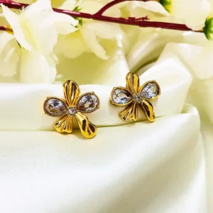 Gems on Flower Anti Tarnish Earrings