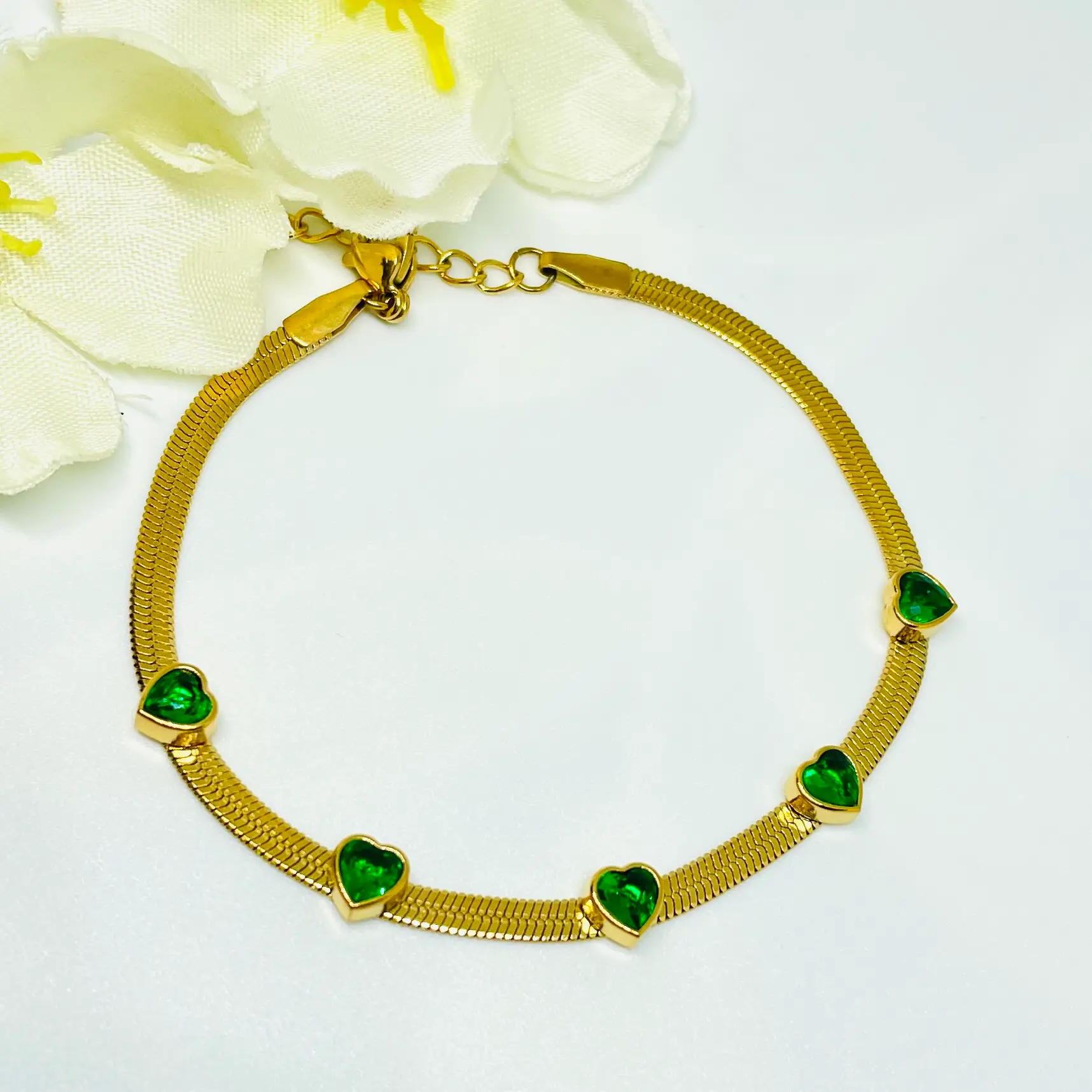 Green Hearties Chain Bracelet - Image 3