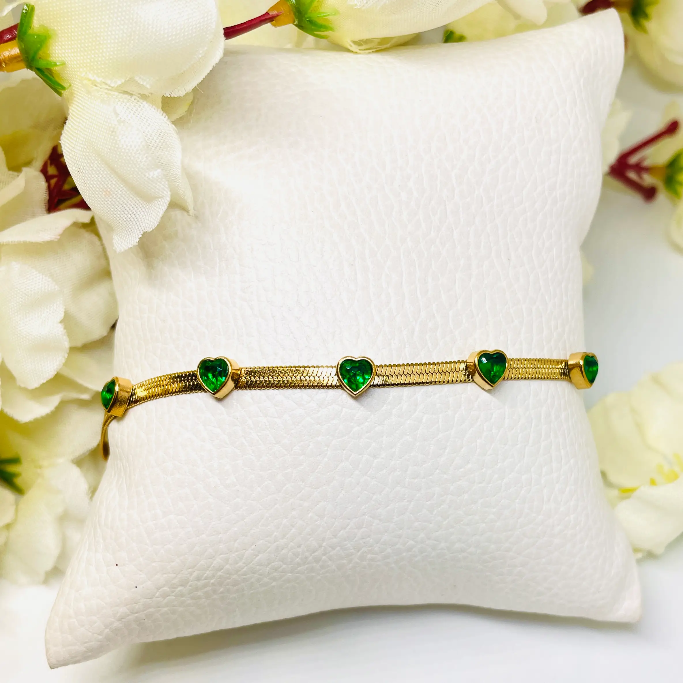 Green Hearties Chain Bracelet - Image 2