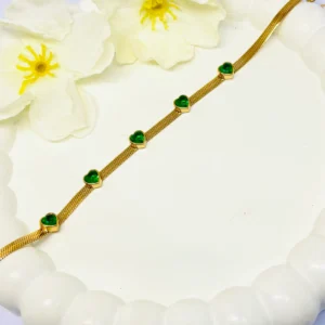 Green Hearties Chain Bracelet