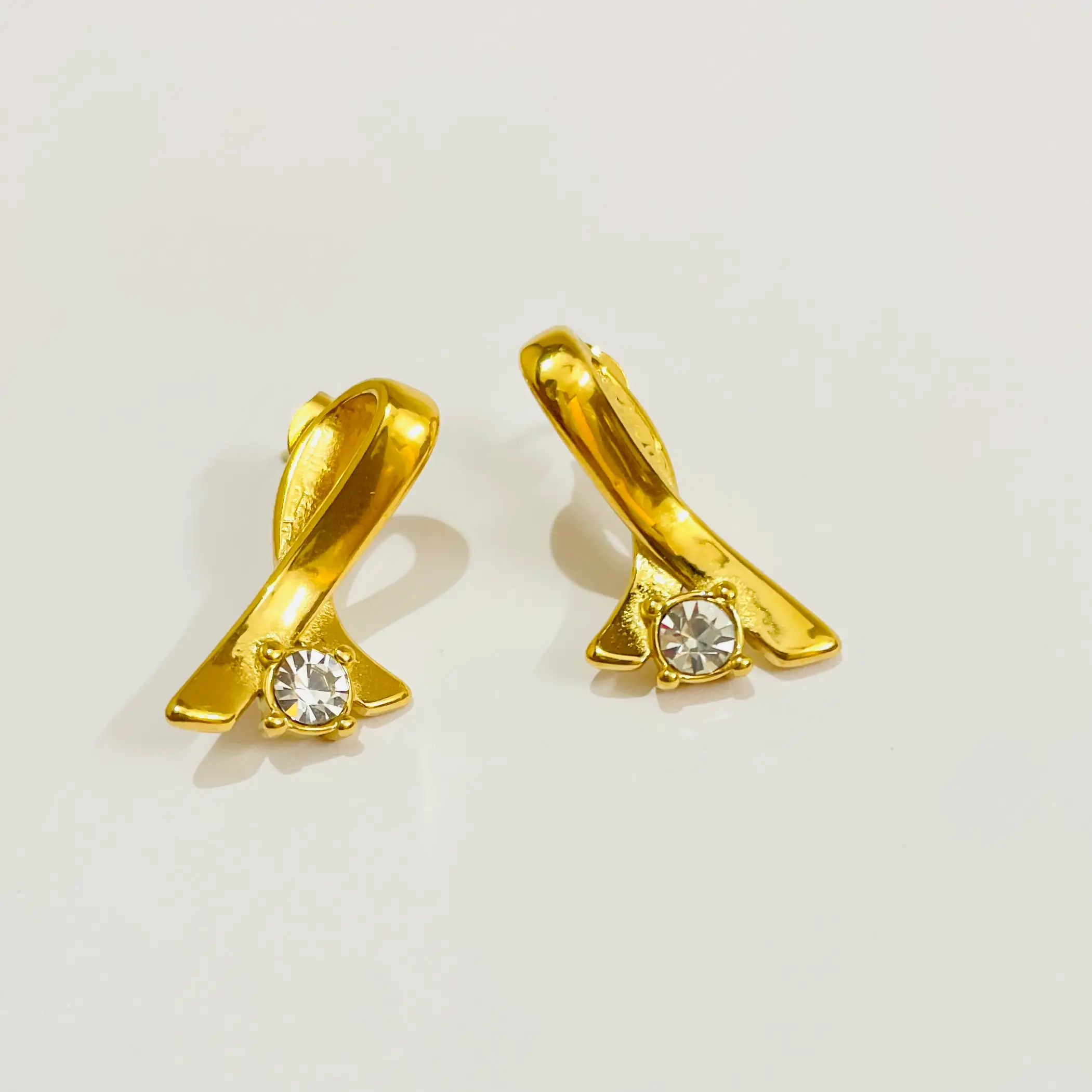 Ribbon & Gem Anti Tarnish Earrings - Image 2