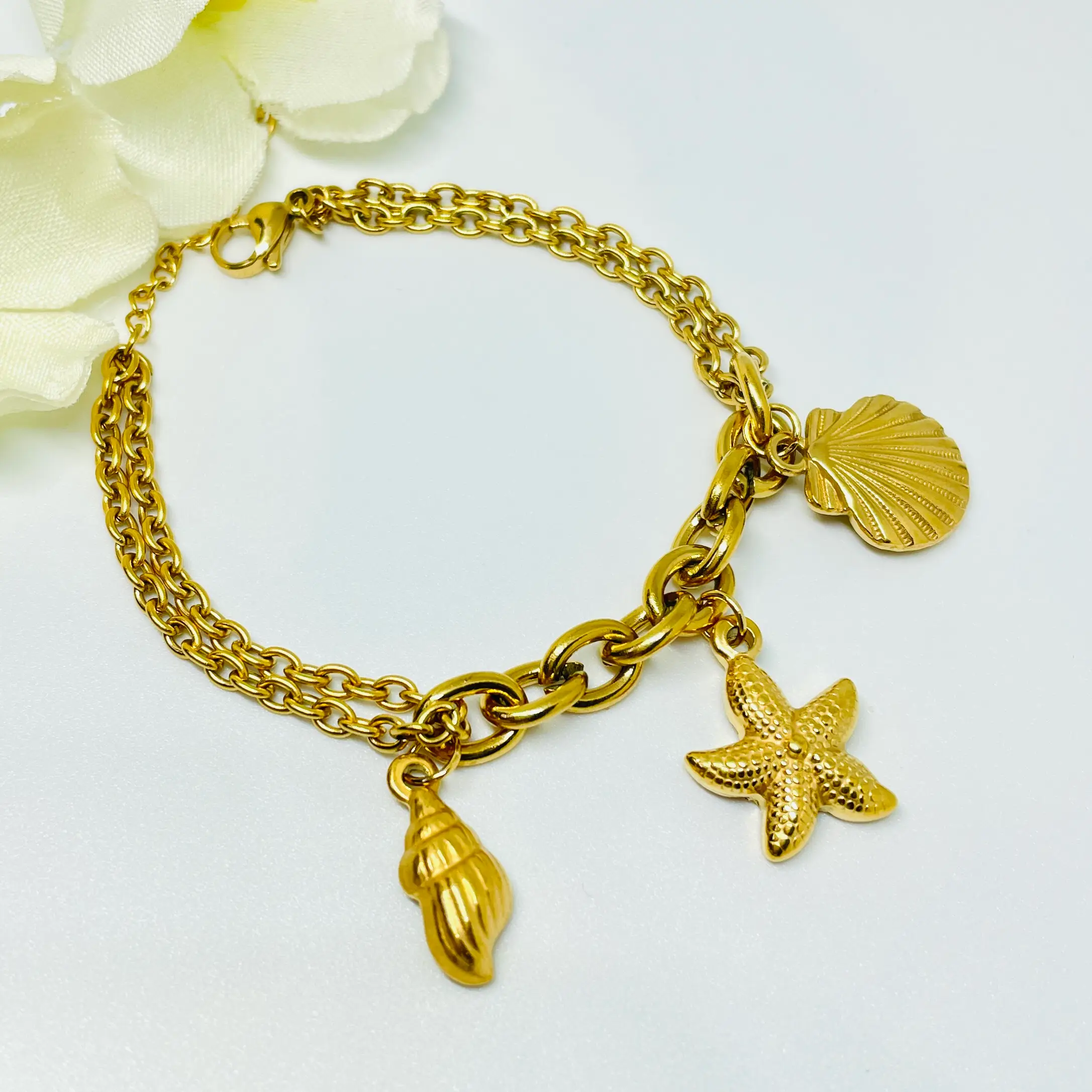 Wave Bound Charms Chain Bracelet