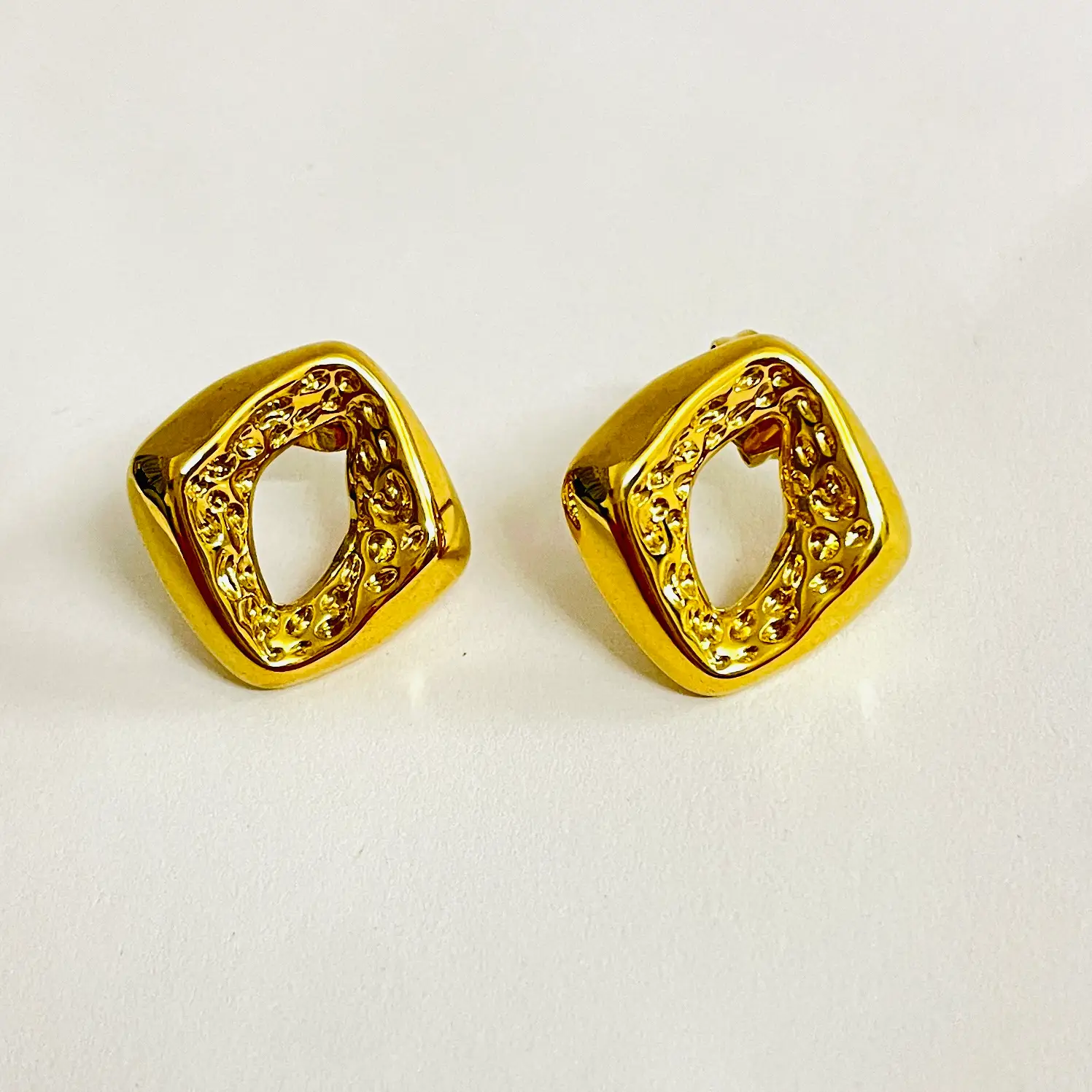 Texture on Square Anti Tarnish Earrings - Image 2