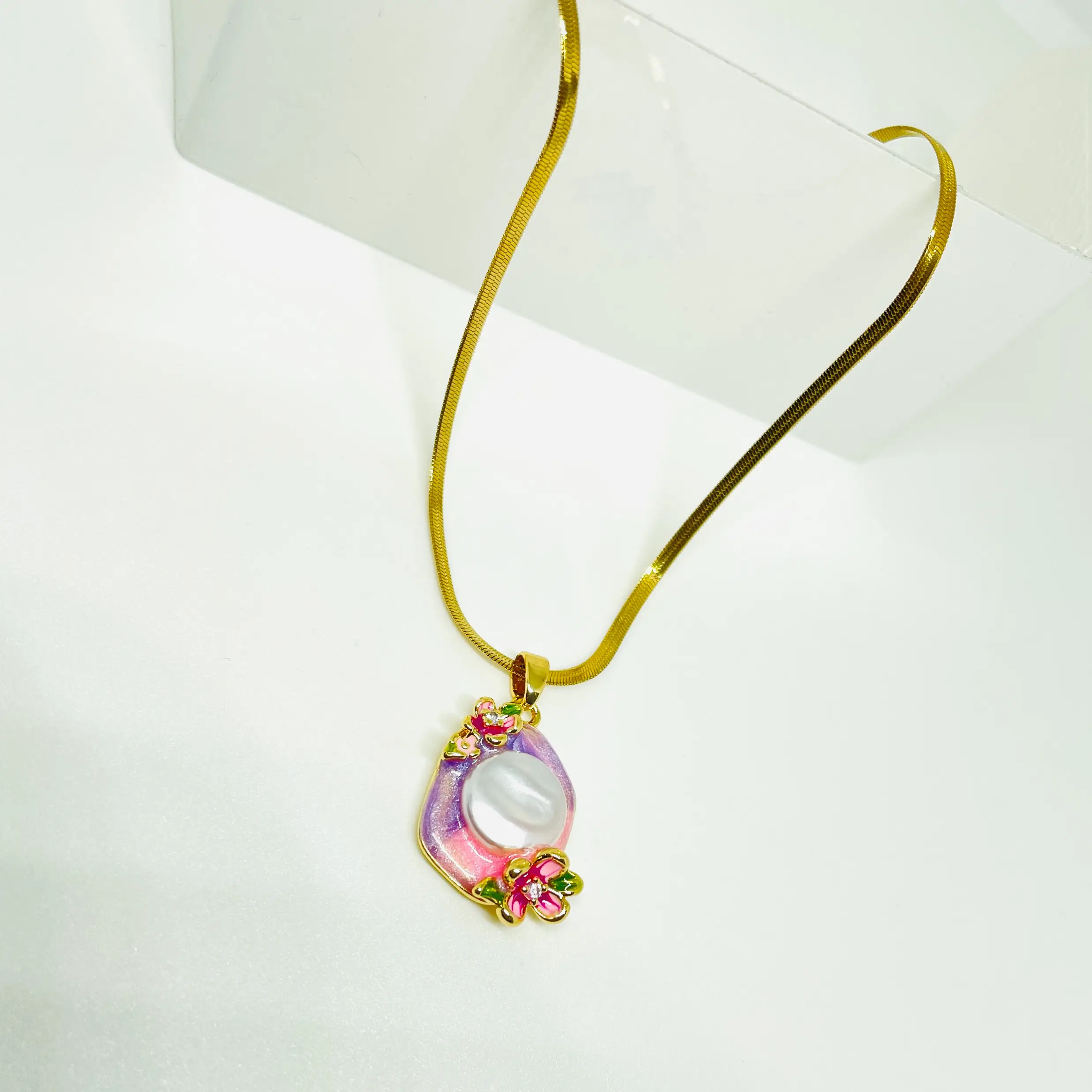 Opal Edge Enamel Pendant