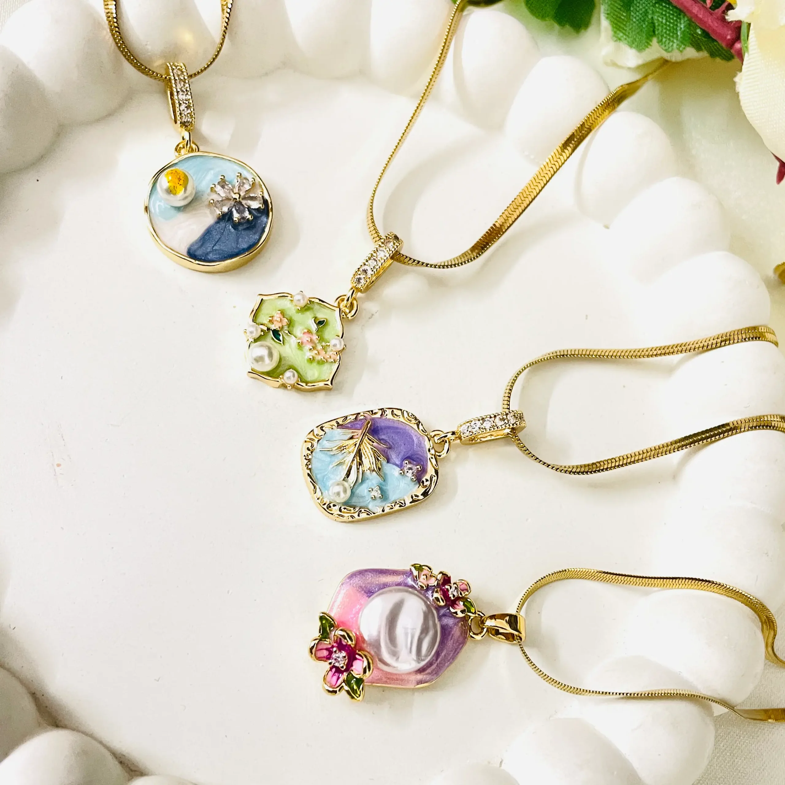 Opal Edge Enamel Pendant - Image 2