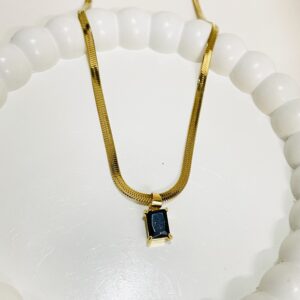 Black Stone Snake Chain Necklace