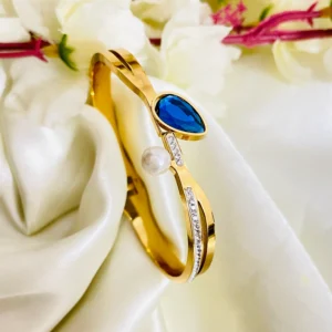 Blue Leaf Bangle Bracelet