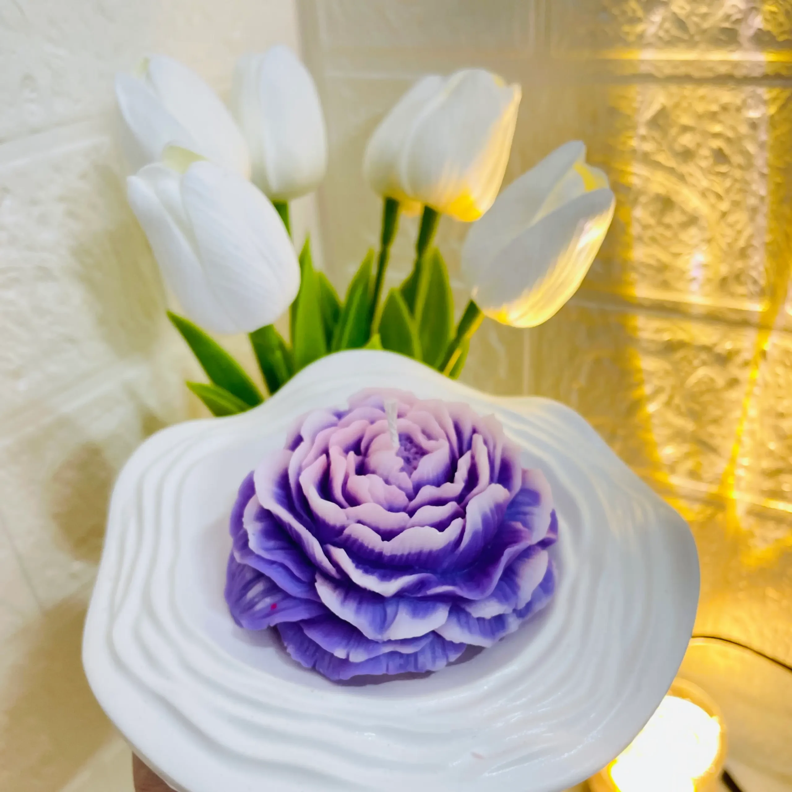 Shaded Petals Peony Candle Large